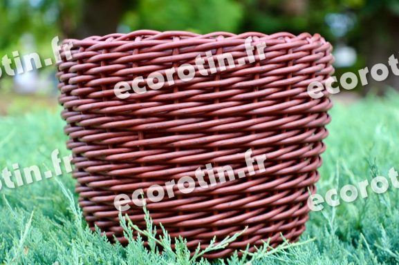 Cache-pot en tressage spiralé torsadé, rouge 