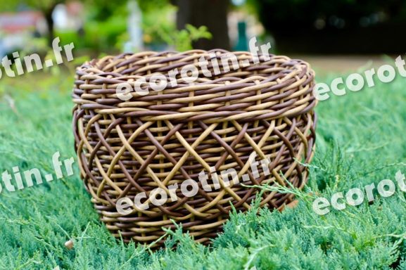 Cache-pot en tressage filet, marron foncé et clair 
